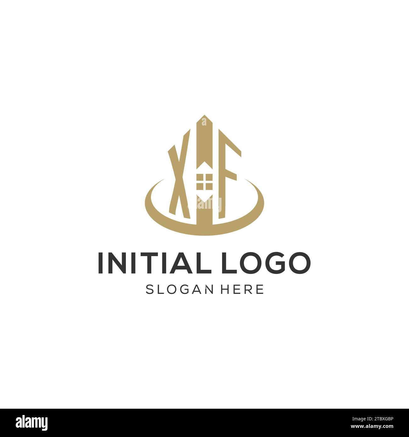 Initial XF logo with creative house icon, modern and professional real ...