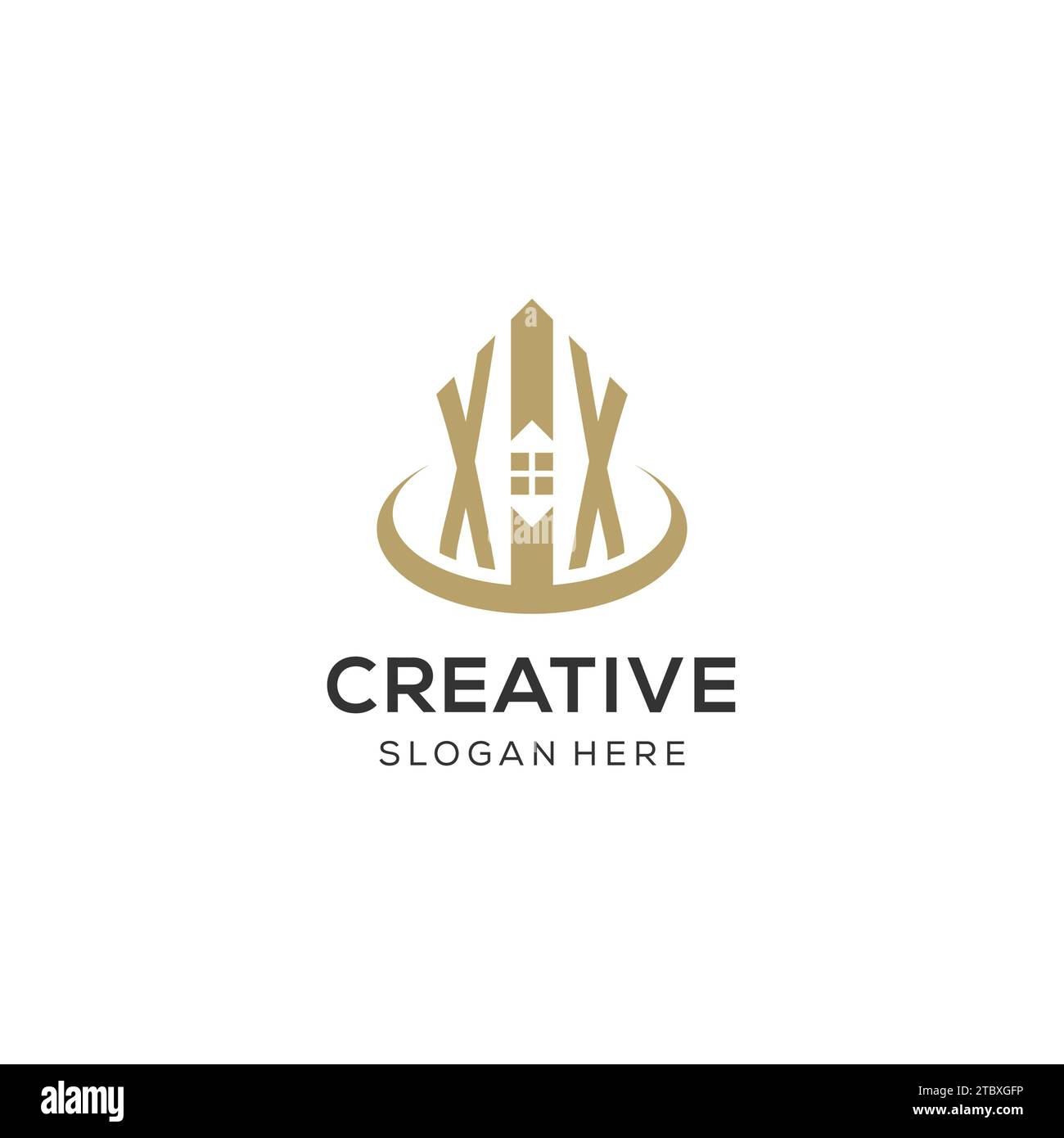 Initial XX logo with creative house icon, modern and professional real ...