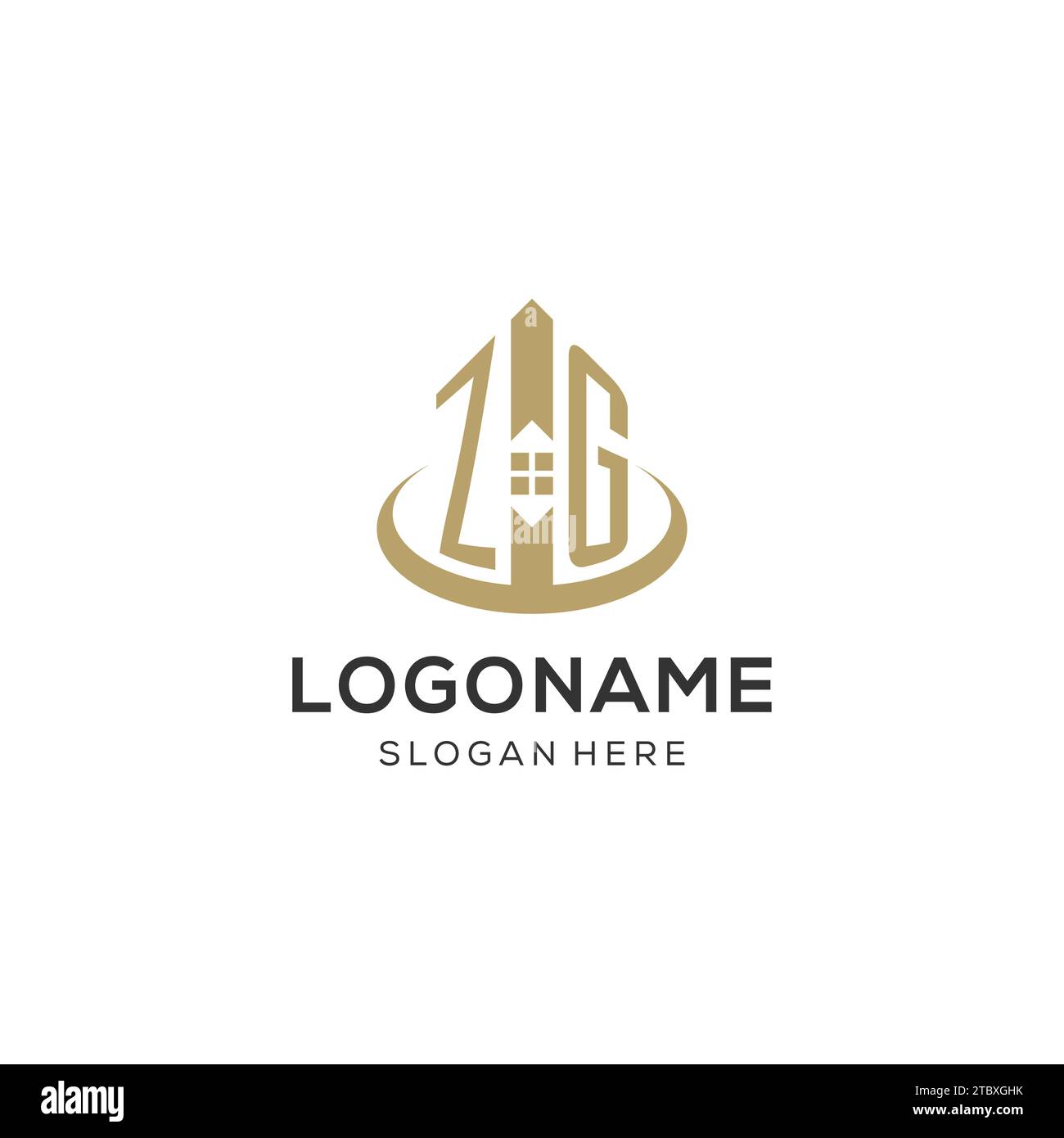 Initial ZG logo with creative house icon, modern and professional real estate logo design vector
