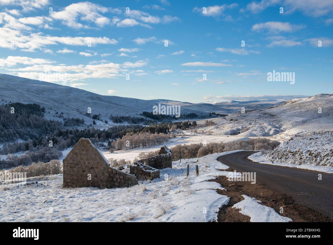 Derelict Scottish Farmhouse in the Snow. Cairngorms, Highlands