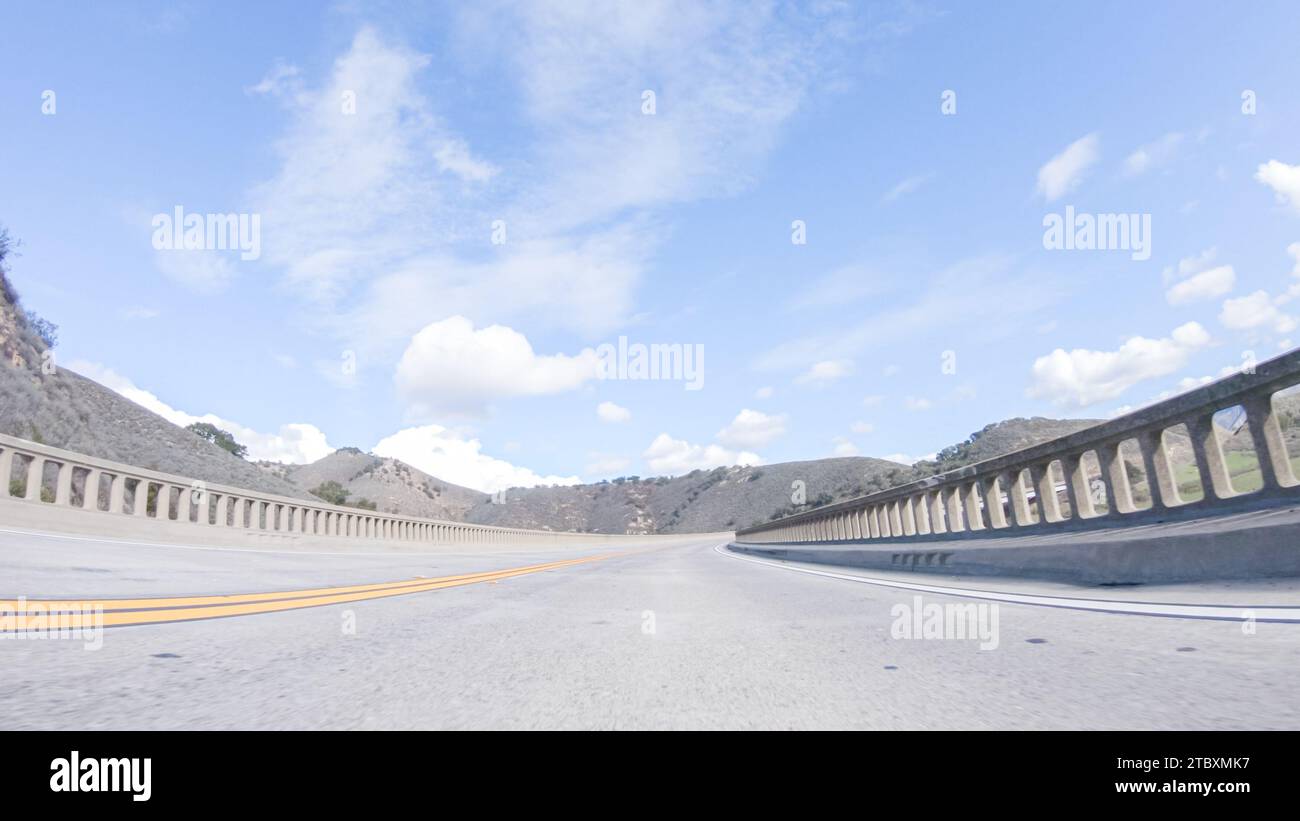Driving Under Sunny Skies on Cuyama Highway Scenery Stock Photo - Alamy