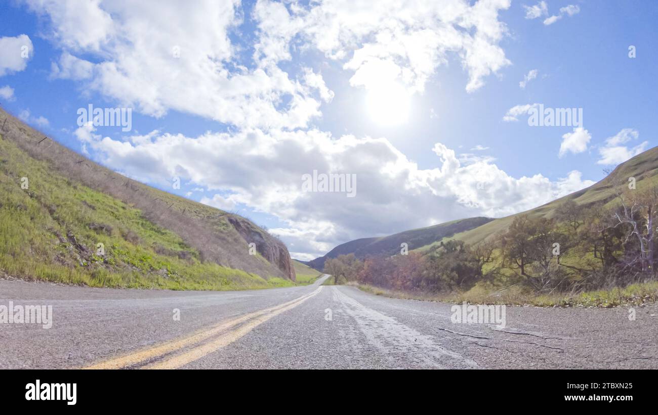 Driving Under Sunny Skies on Cuyama Highway Scenery Stock Photo - Alamy