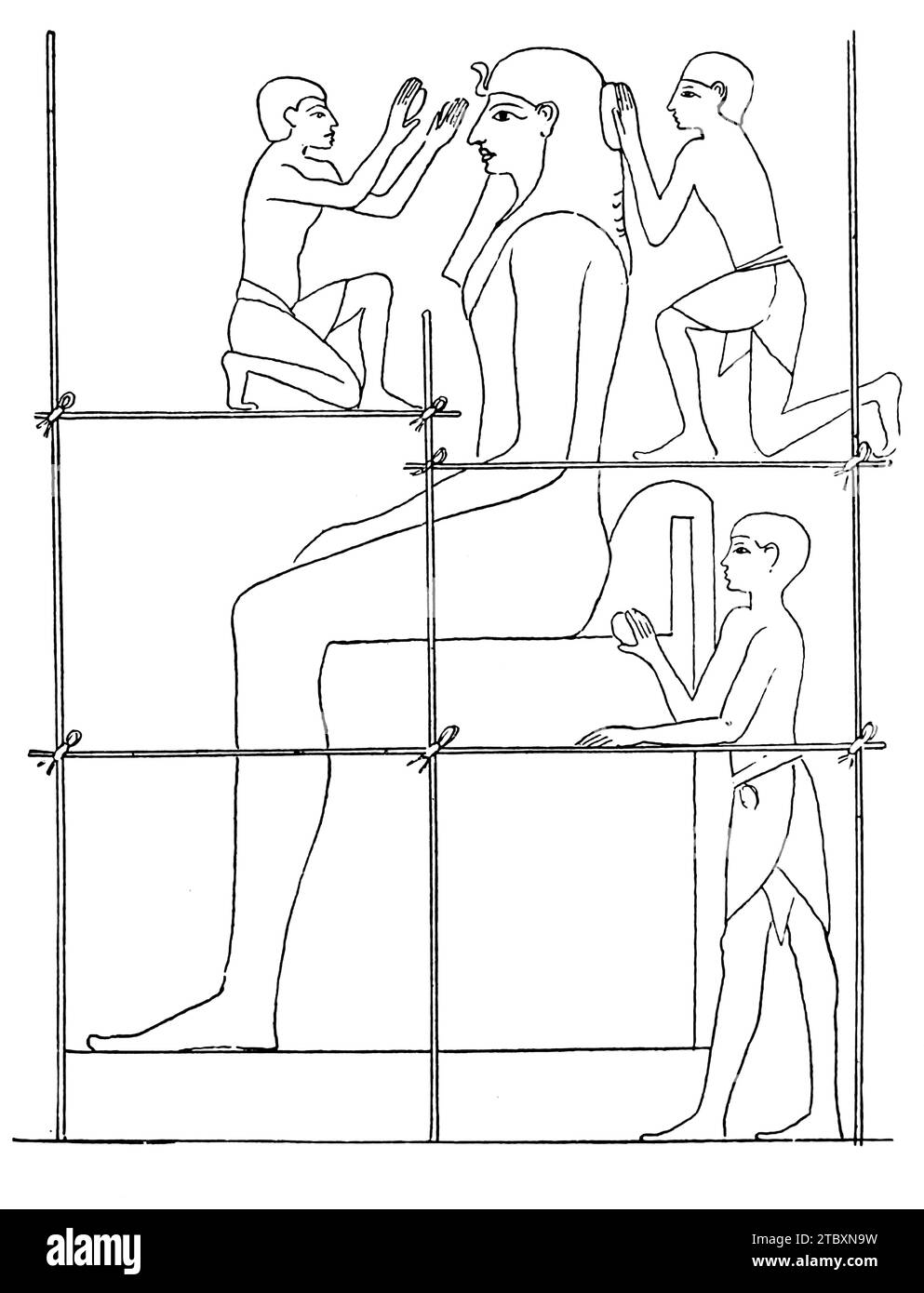 Ancient Egyptian stonemasons, illustration Stock Photo