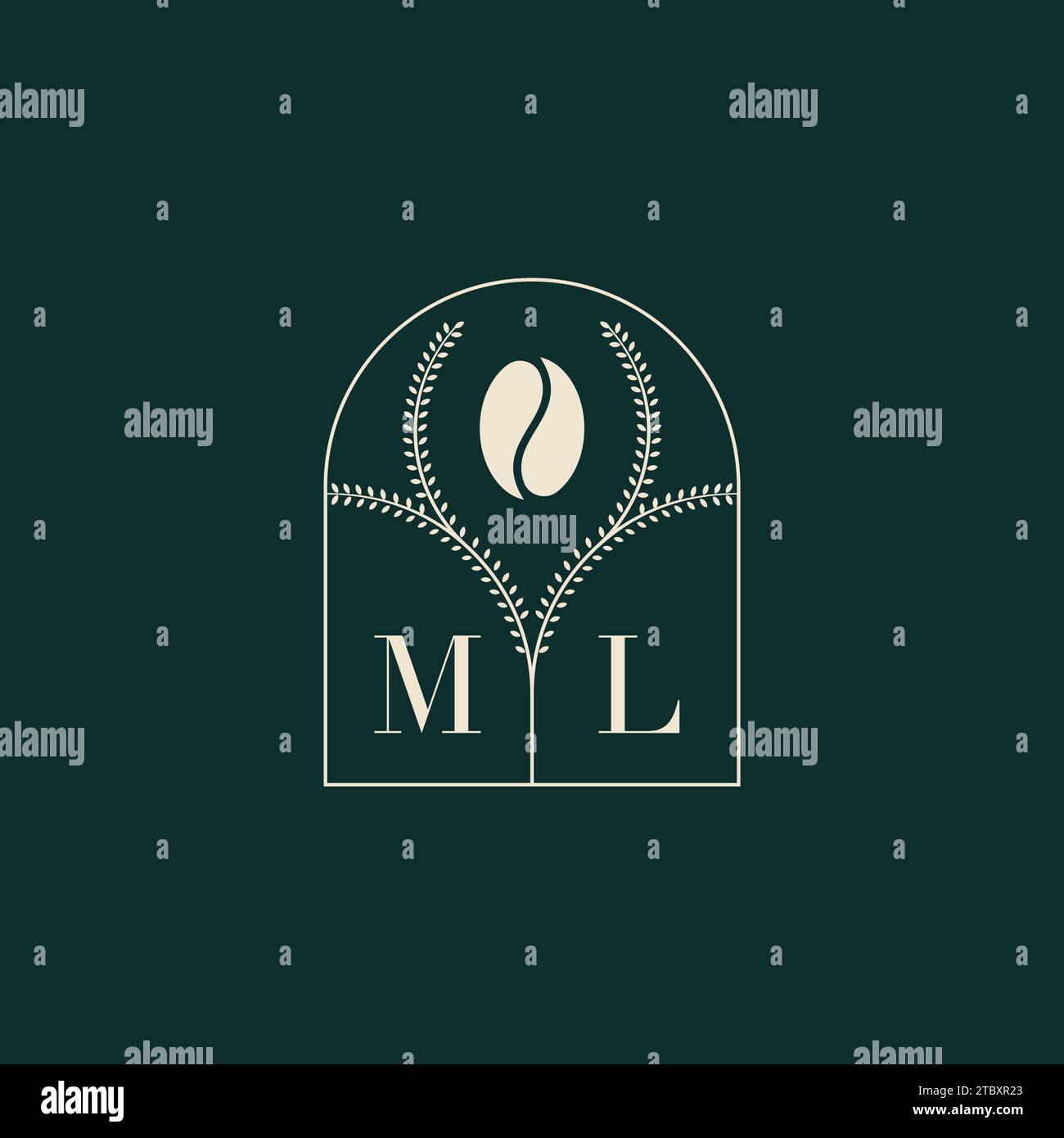 ML Unique and simple logo design combination of letters and coffee bean Stock Vector