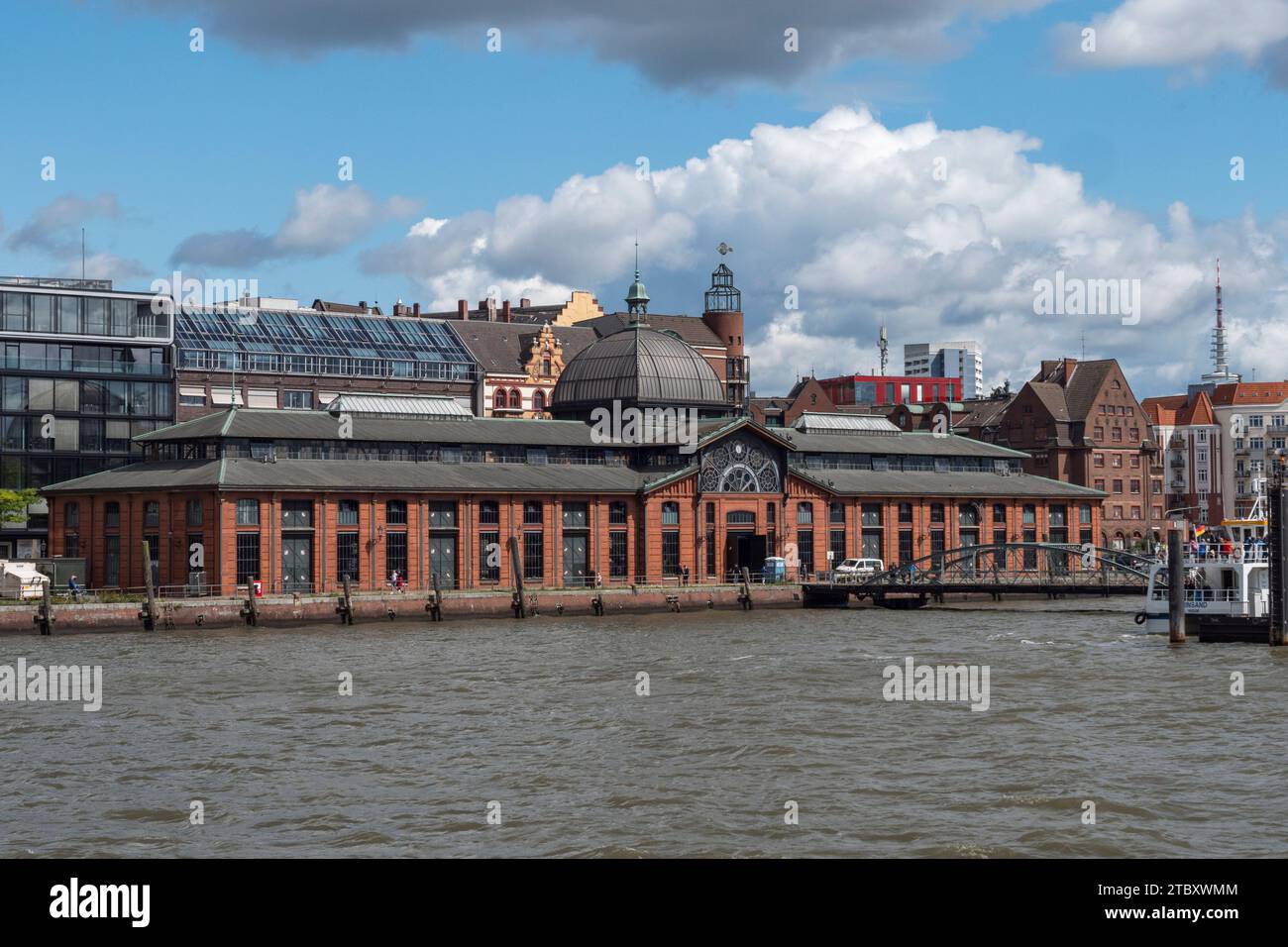 The Fish Auction Hall (Fischauktionshalle/Fischmarkt) in Altona, on the River Elbe, Hamburg, Germany. Stock Photo