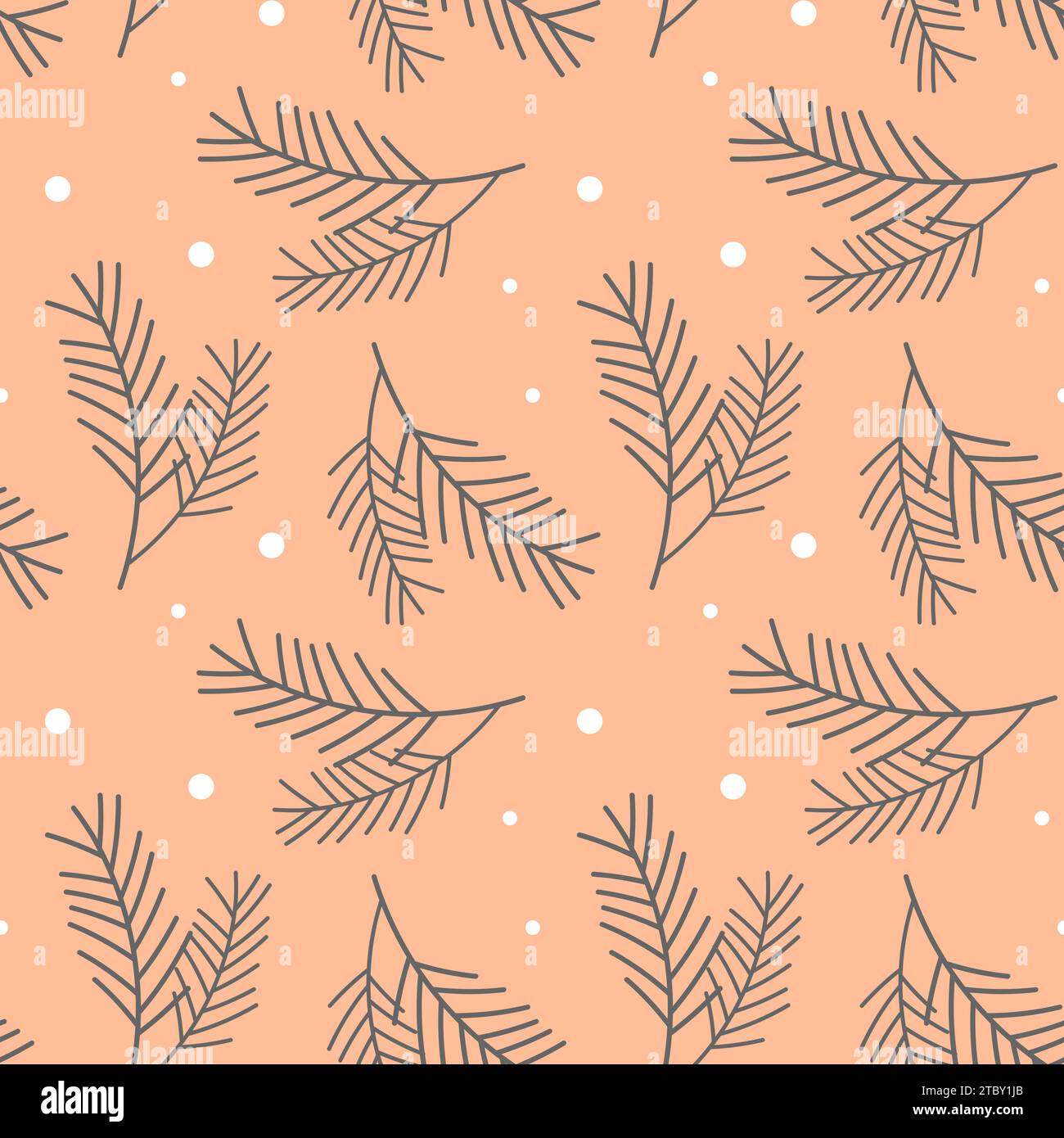 Winter christmas pattern with fir juniper branches on background color