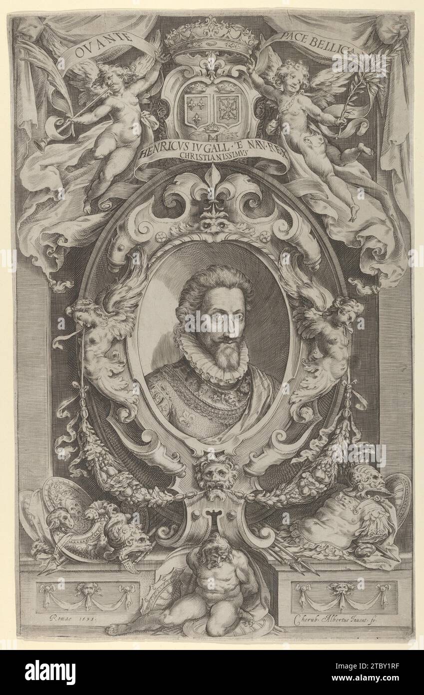 Portrait of King Henry IV of France in a decorative border 1966 by Cherubino Alberti (Zaccaria Mattia) Stock Photo