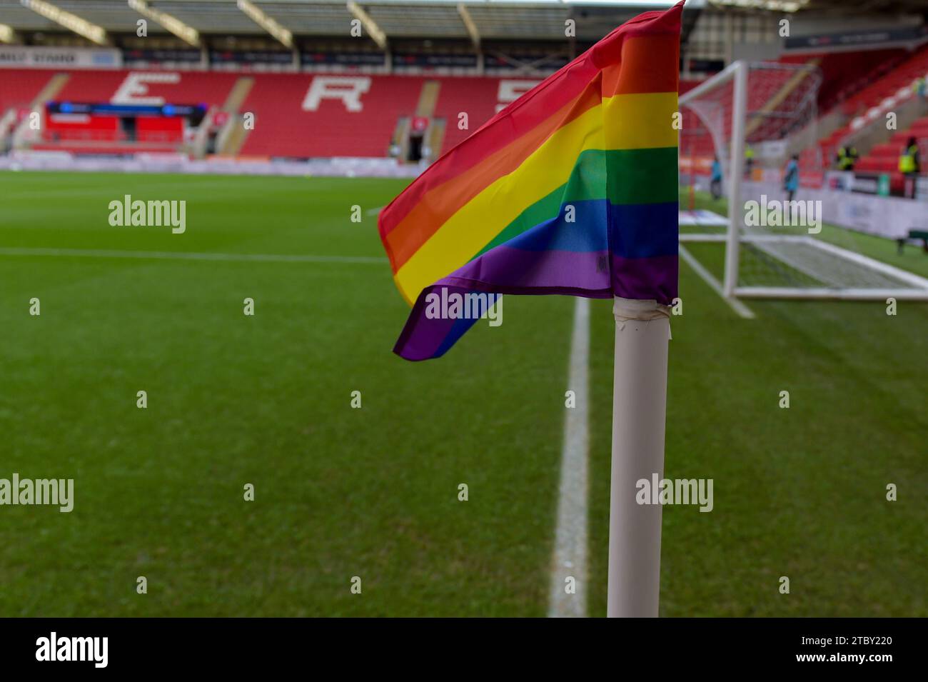 Rainbow Laces Corner Flags ahead of the Sky Bet Championship match