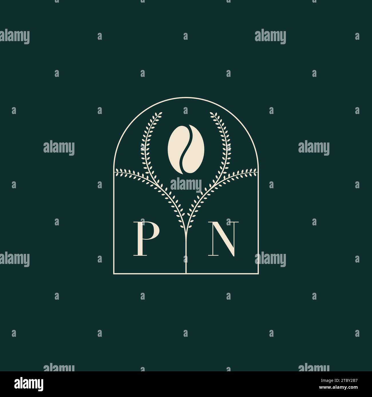 PN Unique and simple logo design combination of letters and coffee bean Stock Vector
