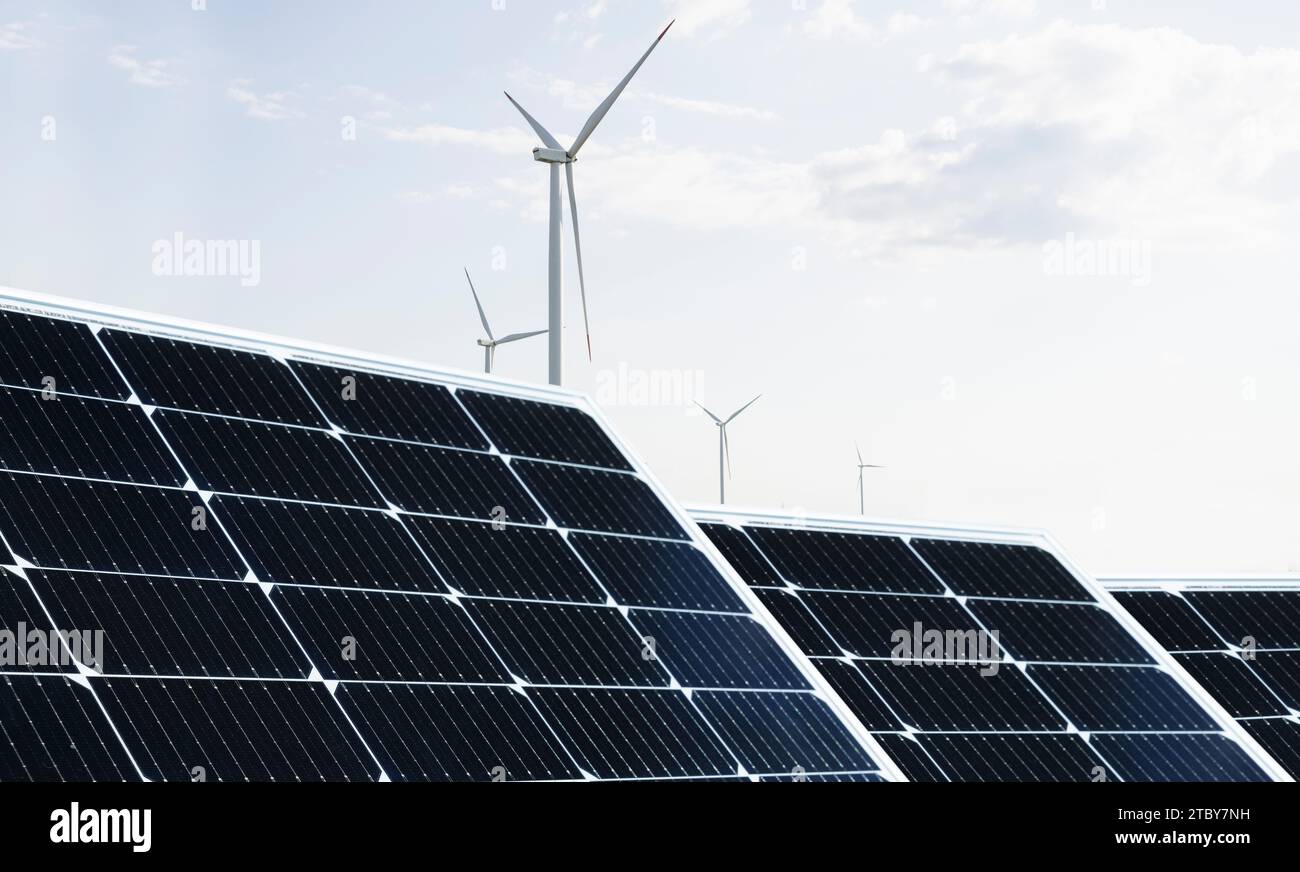 Solar panels wind turbines hi-res stock photography and images - Alamy