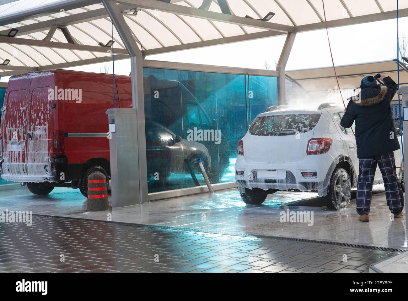 Self service high pressure car wash Stock Photo Alamy