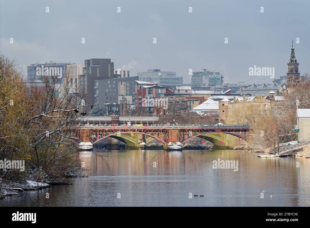 Glasgow city centre view and the River Clyde from the Gorbals during the winter Stock Photo