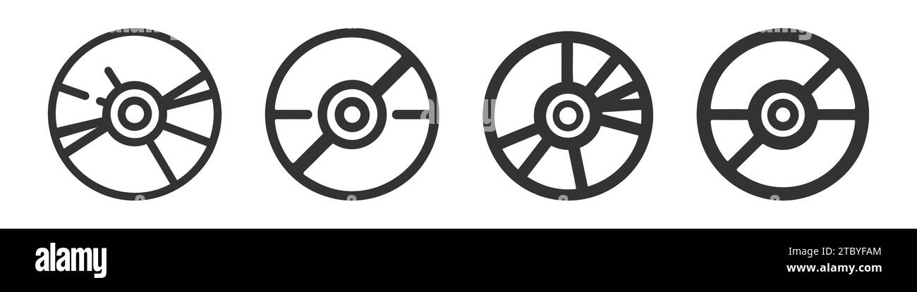 Compact Disk, Blu-ray, CD or DVD. Flat Vector Icon illustration set ...