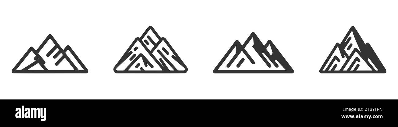 Mountain icon illustration set, pack, collection isolated vector sign ...