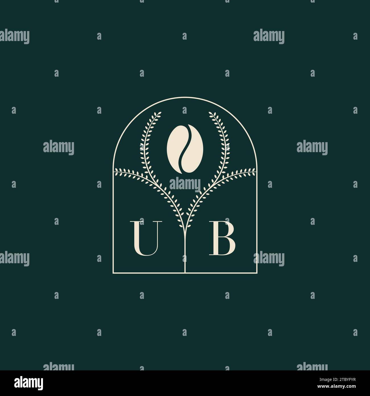 UB Unique and simple logo design combination of letters and coffee bean Stock Vector