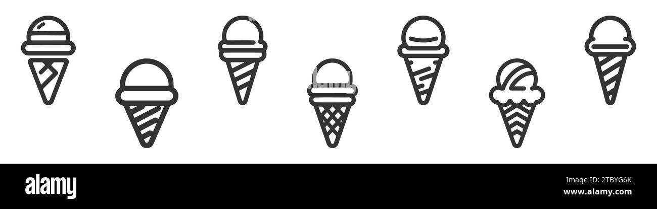 Ice cream icon sign symbol set, pack, collection. Vector illustration ...