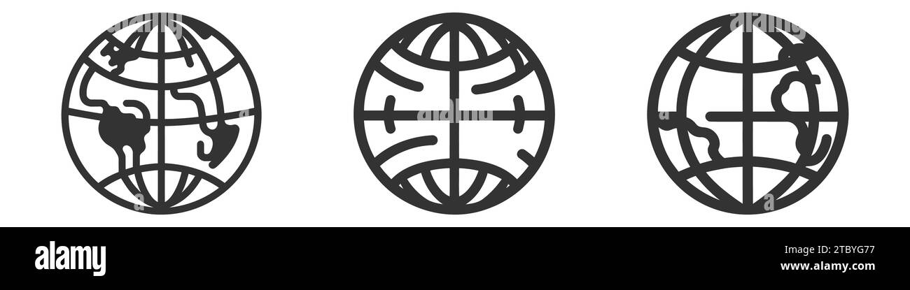 World planet icon set, pack, collection on white background Stock ...