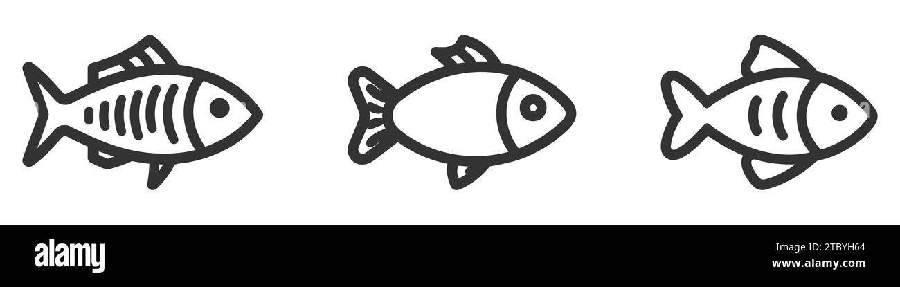 Fish icon set, pack, collection vector isolated on white background ...