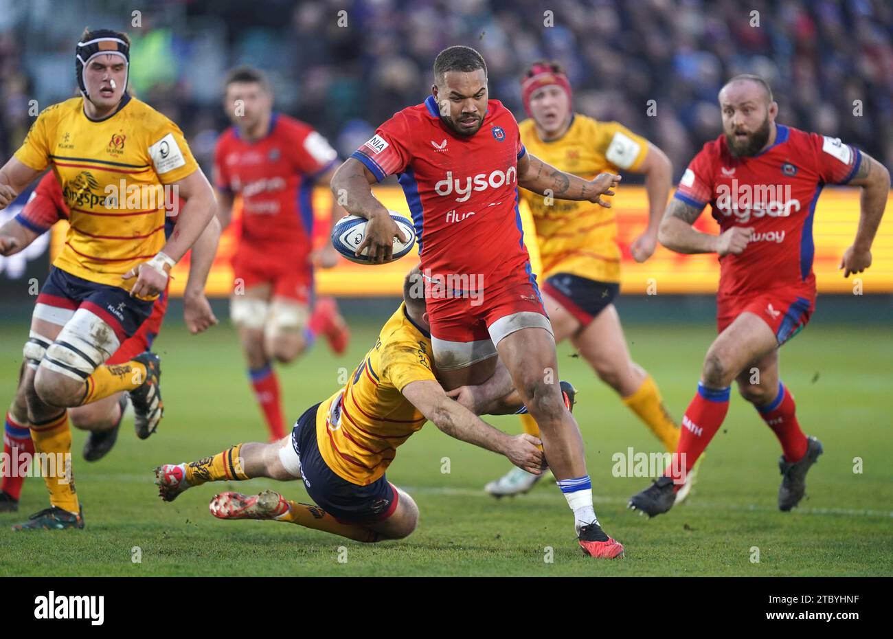 Bath Rugby's Ollie Lawrence Tackled By Ulster Rugby's Stewart Moore ...