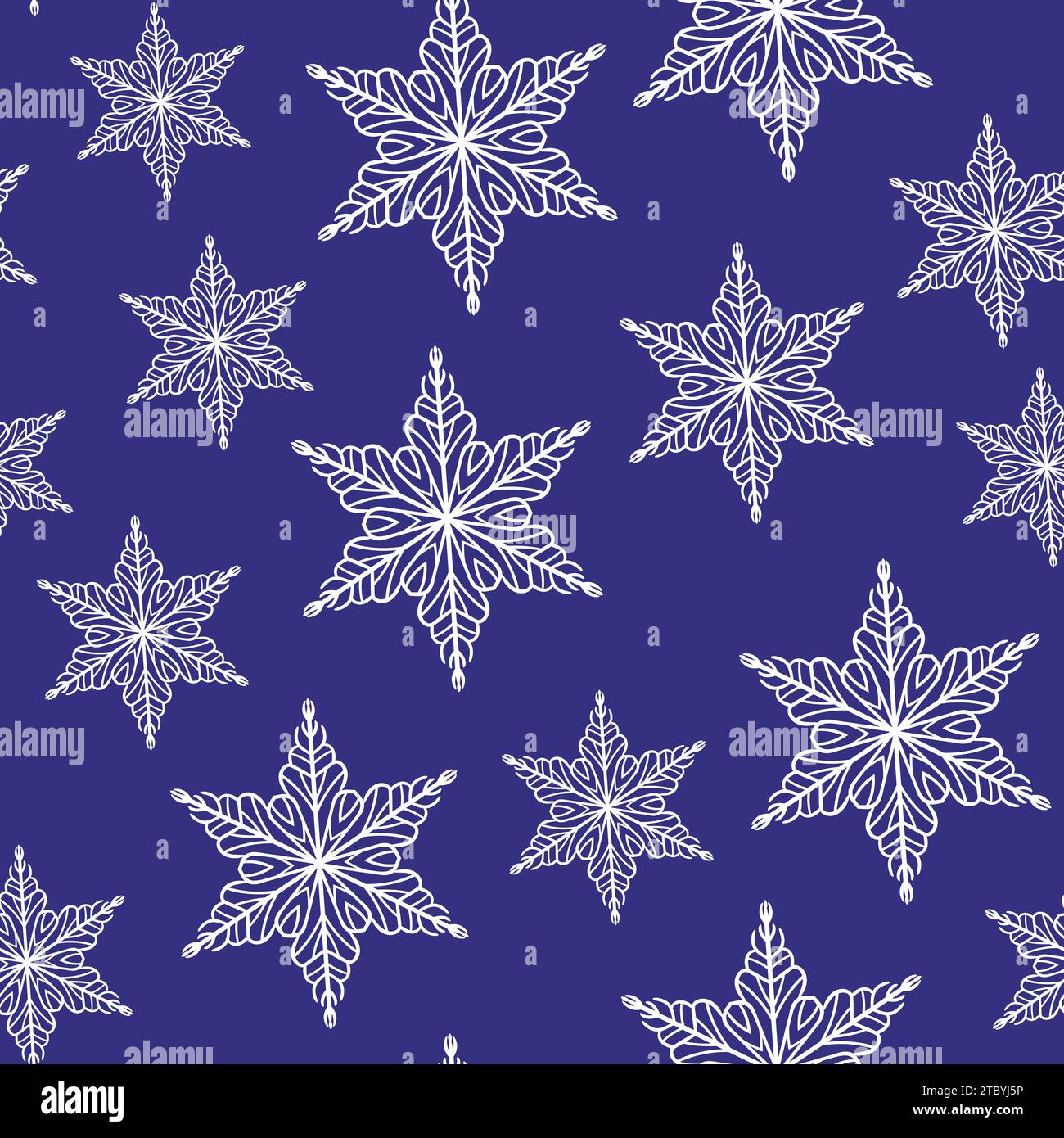 Winter seamless pattern with white snowflakes on blue background ...