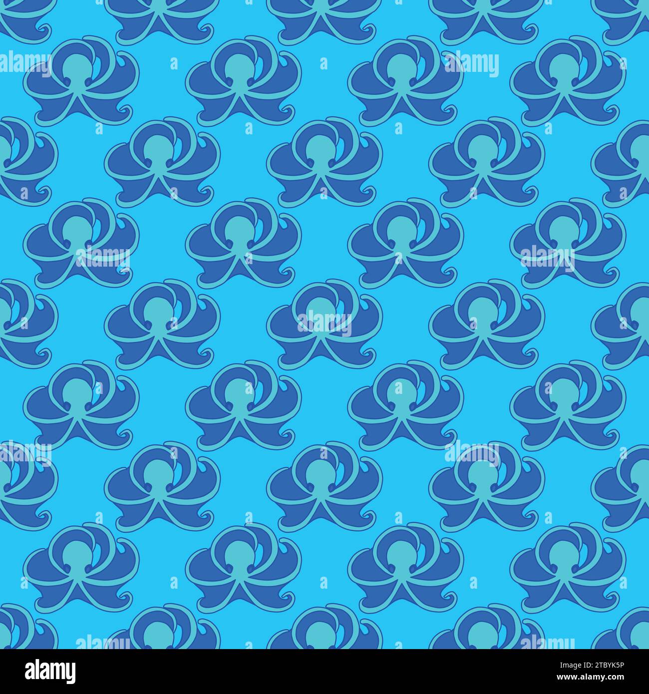 Octopus seamless pattern on the blue background Stock Vector Image ...