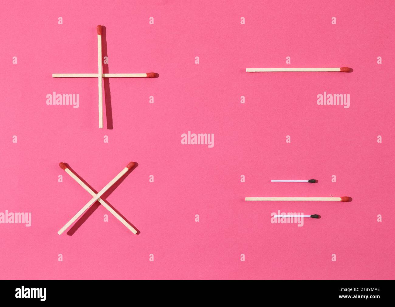 The four Basic operations, addition, subtraction, multiplication, division Stock Photo