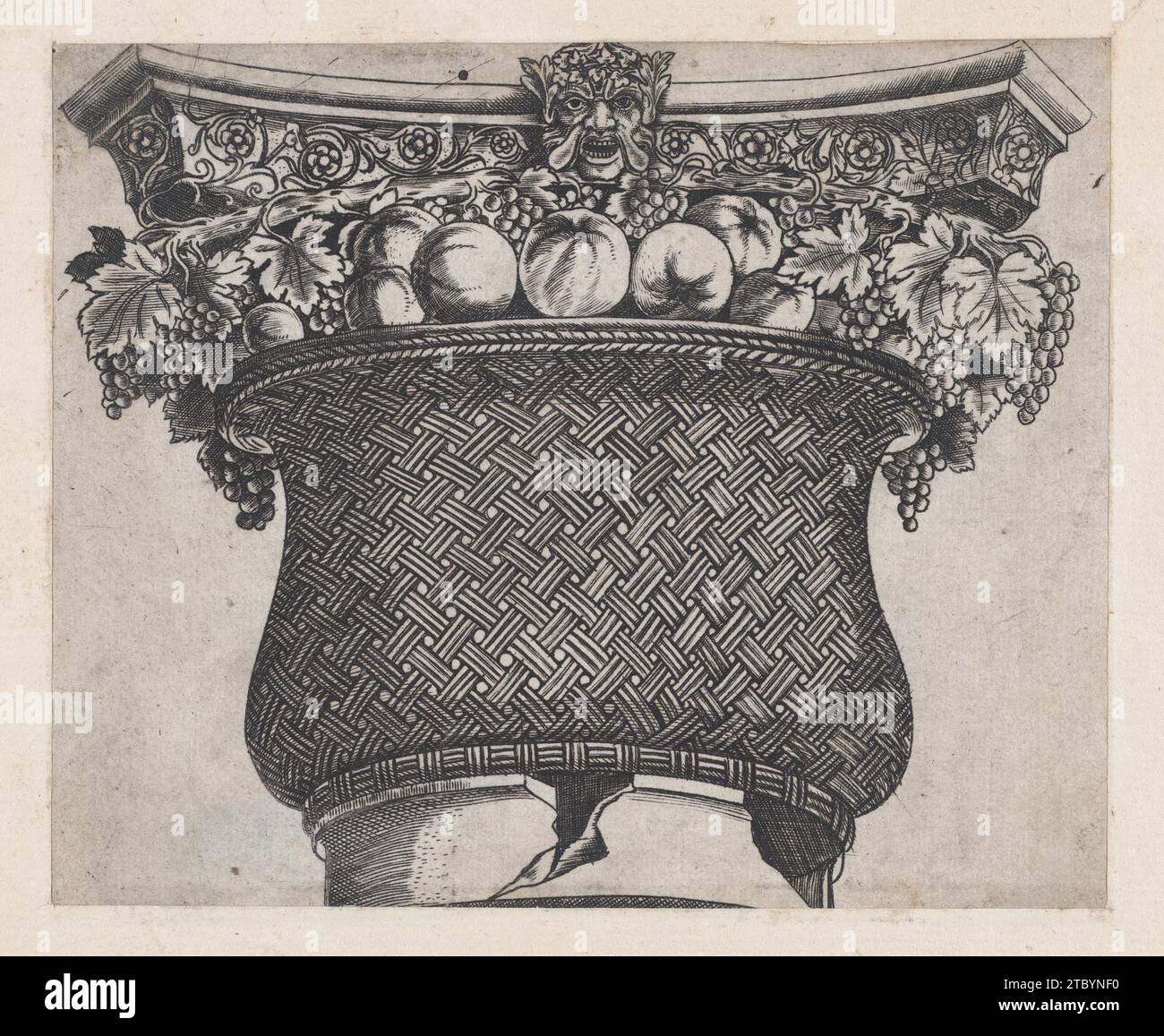 Basket capital with fruit and satyr head, from "Speculum Romanae