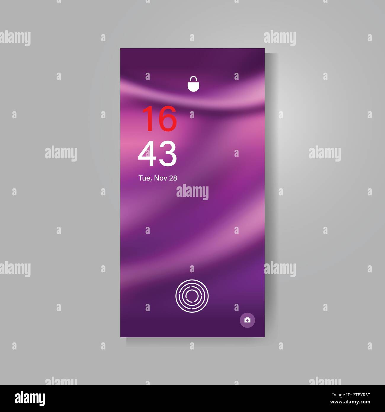 Smartphone screen with abstract wavy wallpaper background Stock Vector