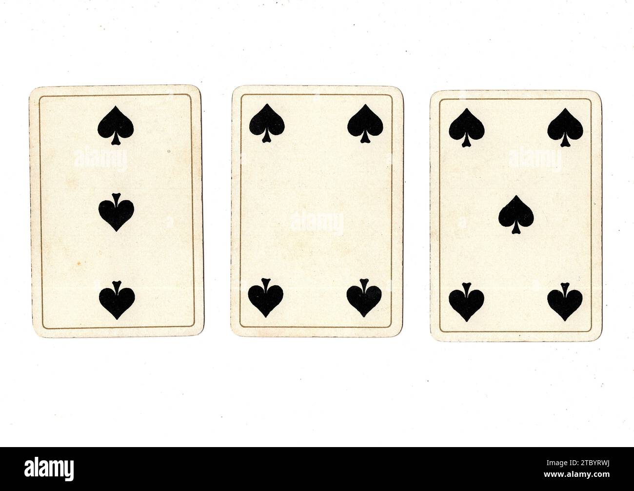 Spades Rundown Vintage playing cards showing a run of three, four and five of spades ...