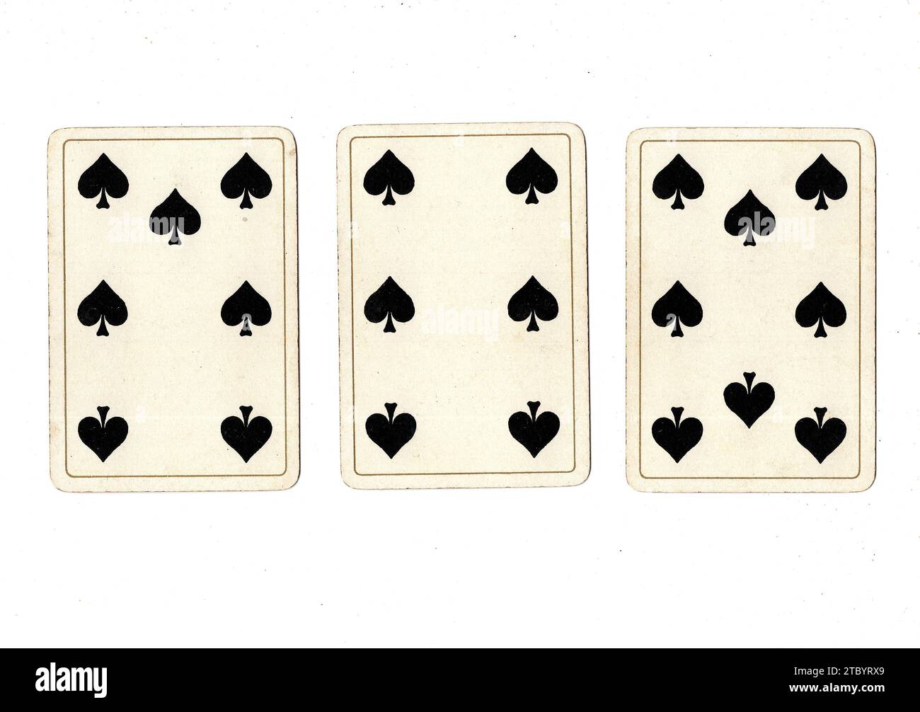 Spades Rundown Vintage playing cards showing a run of six, seven and eight of spades ...