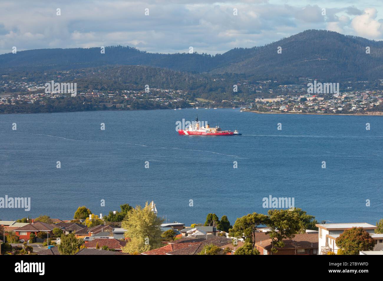Hobart, Tasmania, Australia December 12 2022 US Coast guard entring