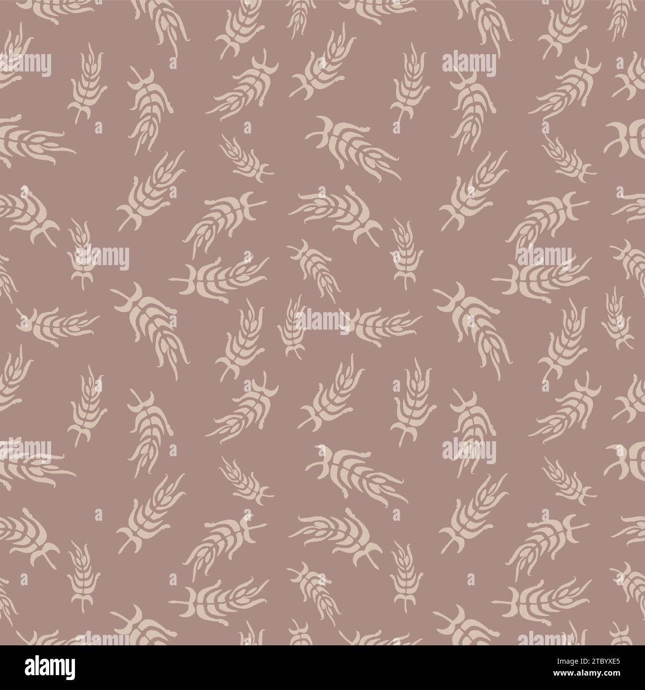 Greenery line art leaves, hand drawn simple floral seamless pattern