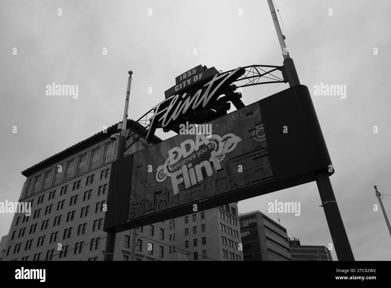 1855 City of Flint sign in downtown Flint Michigan USA Stock Photo Alamy