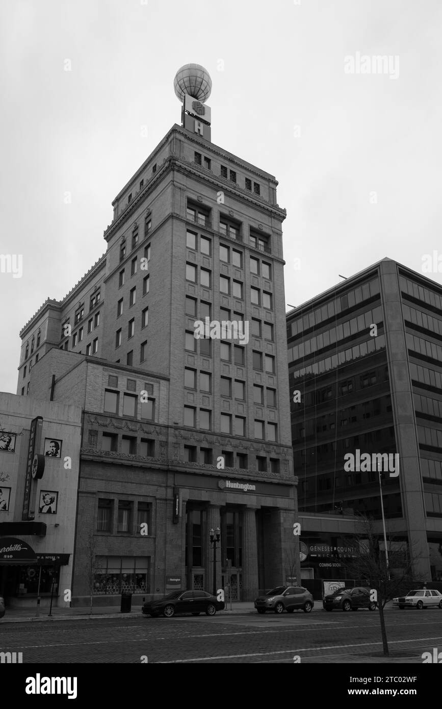 The Huntington Bank Building in downtown Flint Michigan USA Stock Photo