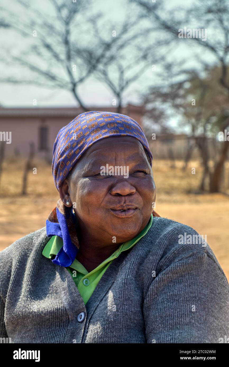 portrait of happy overweight village old african woman , Botswana rural ...