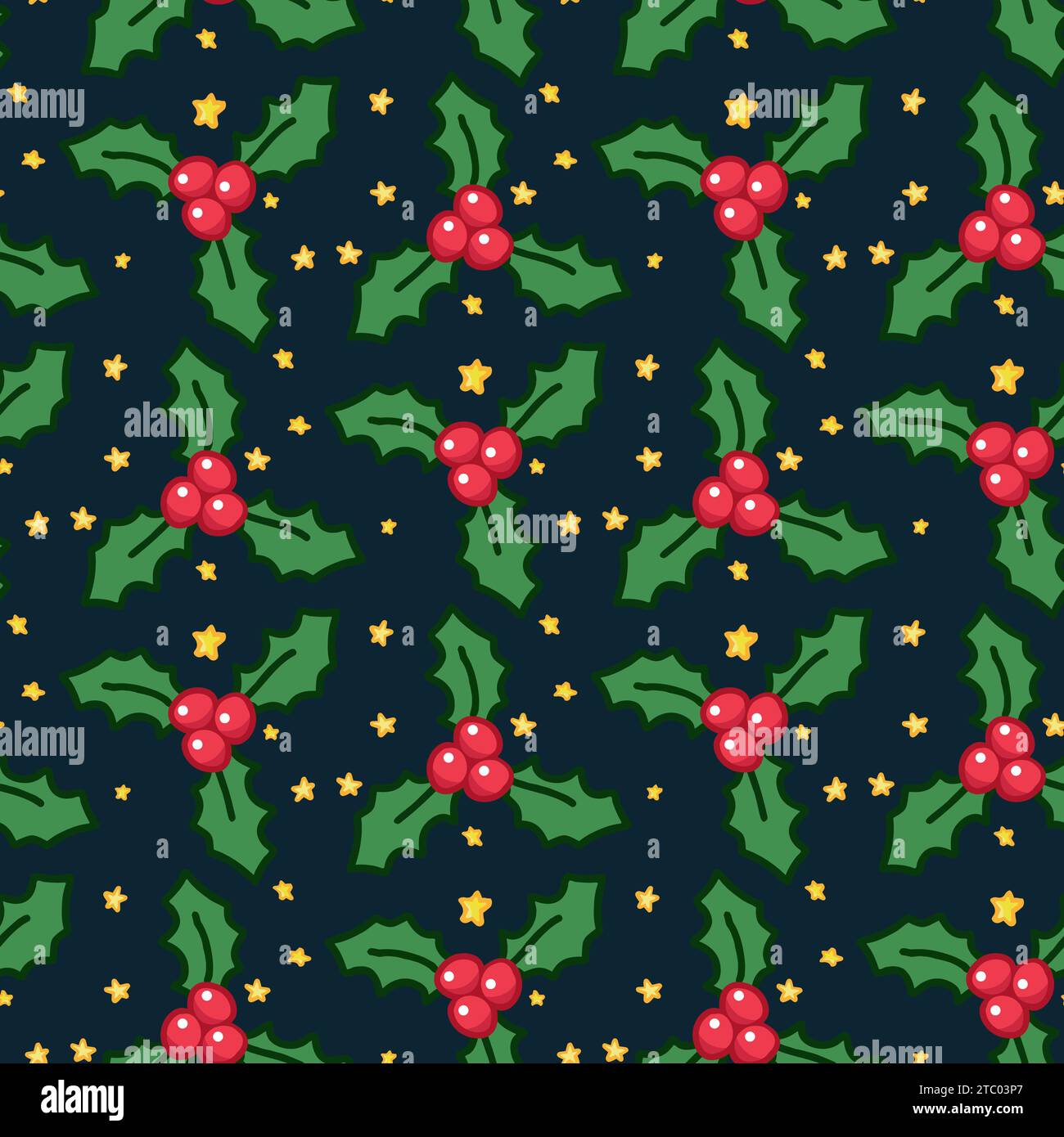 Seamless pattern with Christmas botanical greenery plants. Endless texture for gift wrap, wallpaper, web banner, wrapping paper and fabric. Vector hol Stock Vector