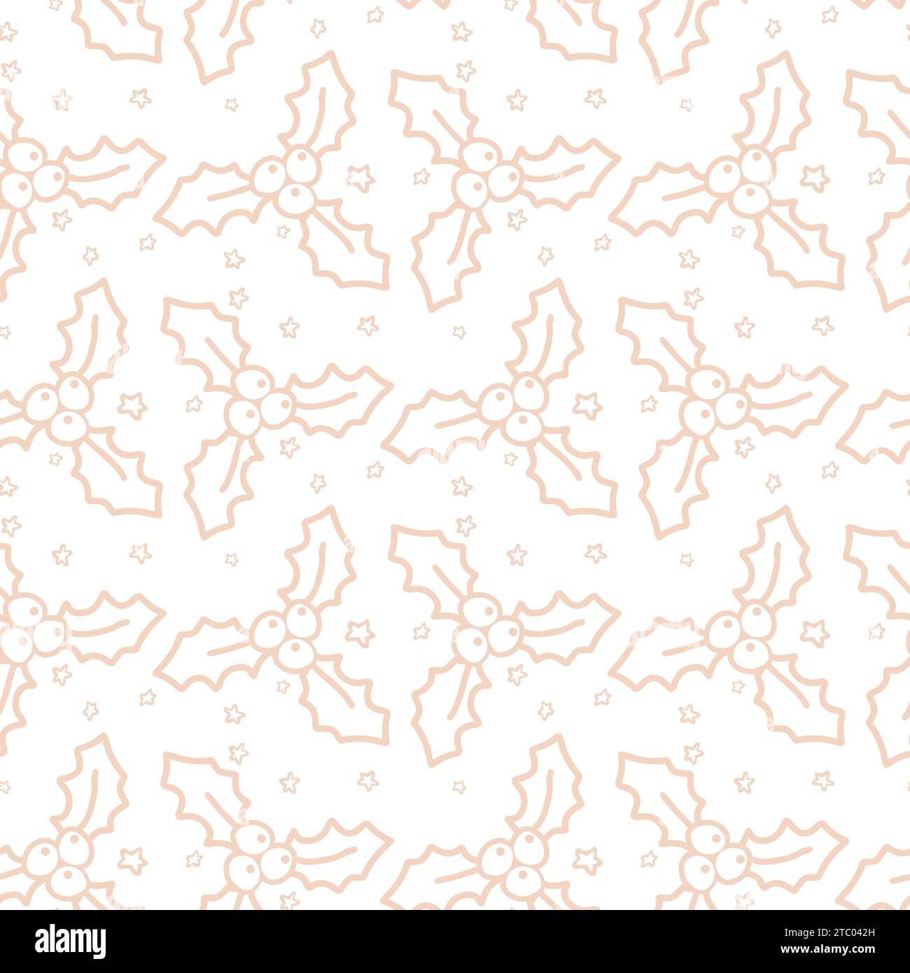 Seamless pastel monochrome pattern with Christmas botanical greenery ...