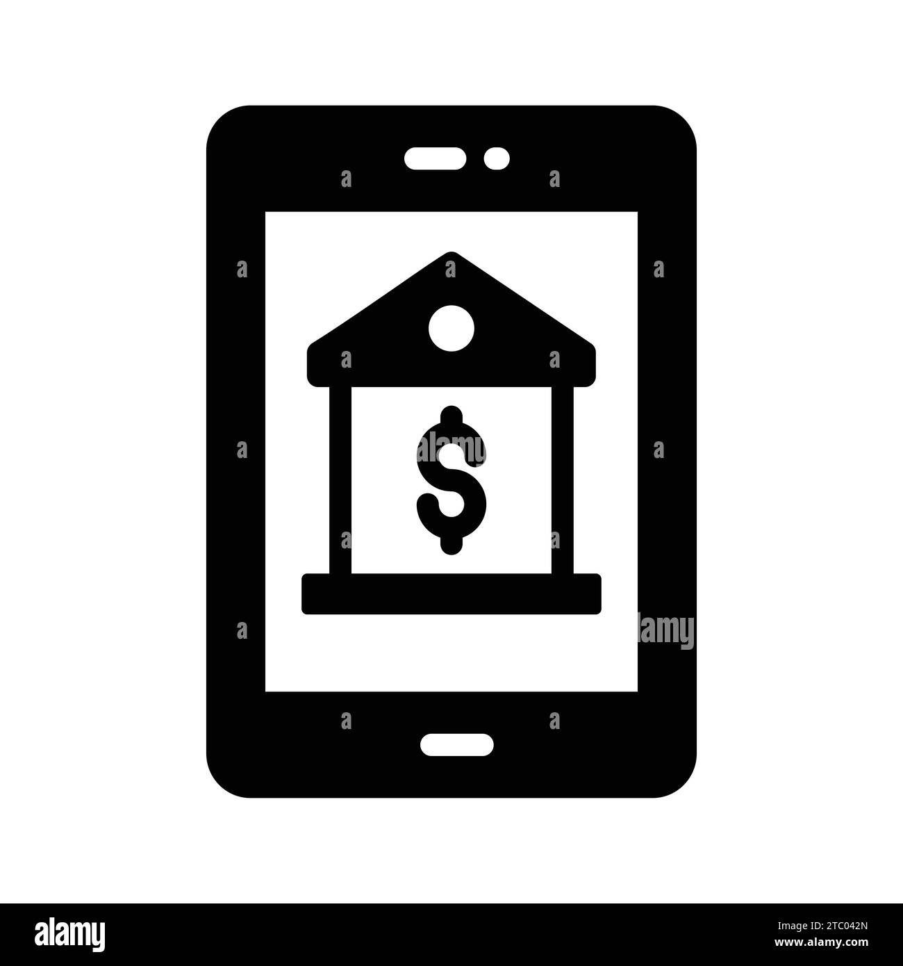 Bank inside mobile denoting concept icon of banking app, ready for premium use. Stock Vector
