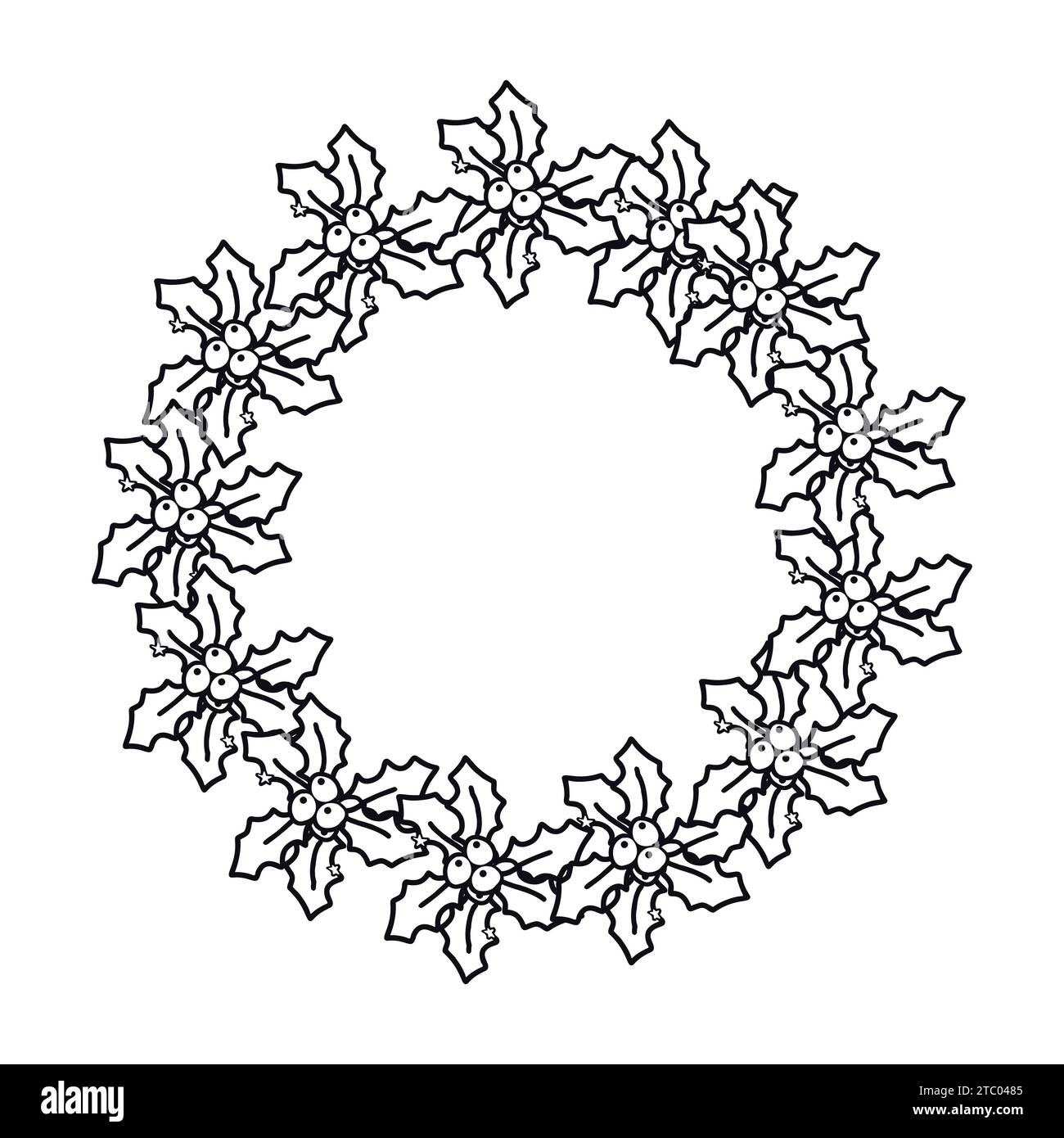 Christmas botanical greenery plants circle wreath. Endless texture for gift tag, card or invitations, web banner, scrapbook. Vector holiday background Stock Vector