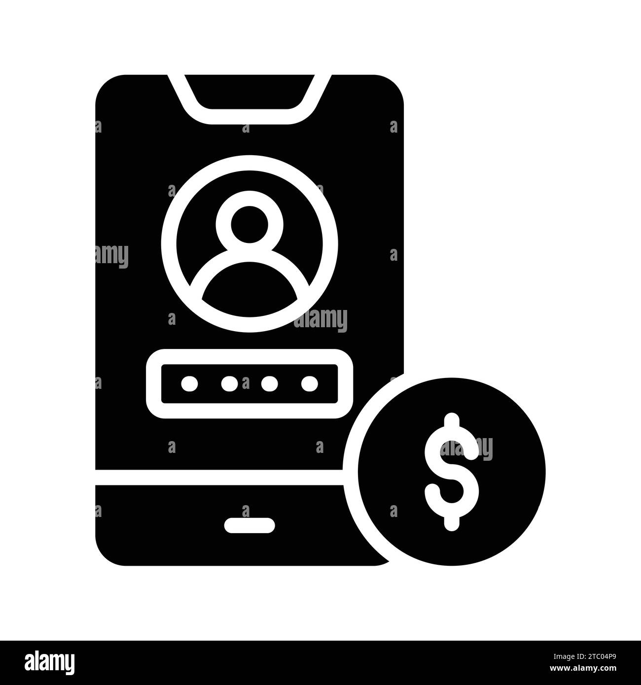 User and password inside mobile with dollar denoting concept icon of banking app, ready for premium use. Stock Vector