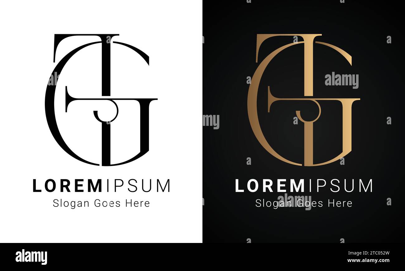 Luxury Initial GF or FG Monogram Text Letter Logo Design Stock Vector
