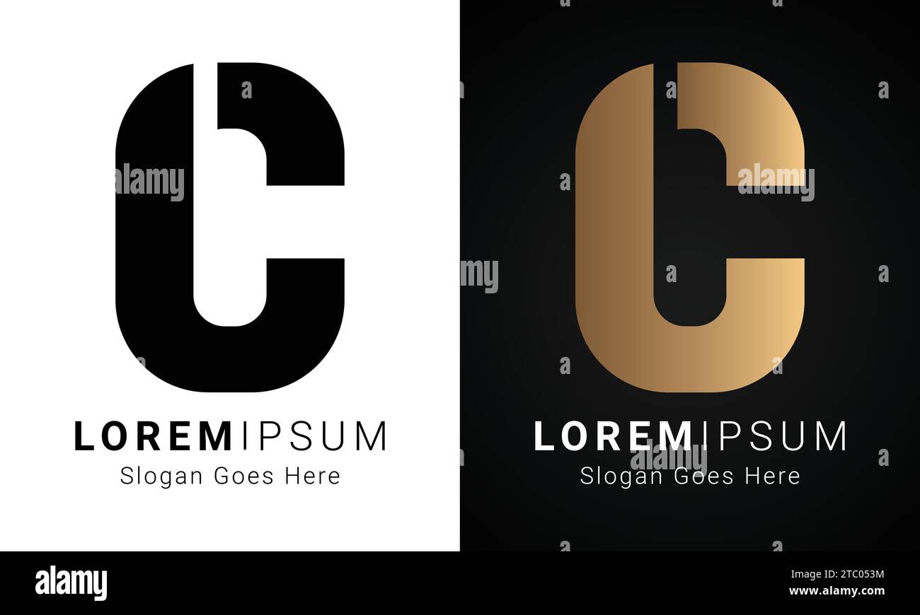 Luxury Initial CL or LC Monogram Text Letter Logo Design Stock Vector