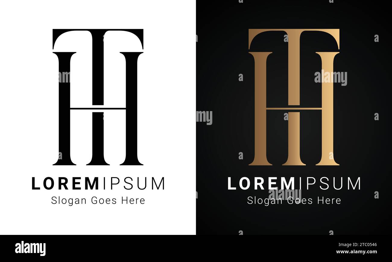 Luxury Initial TH or HT Monogram Text Letter Logo Design Stock Vector ...