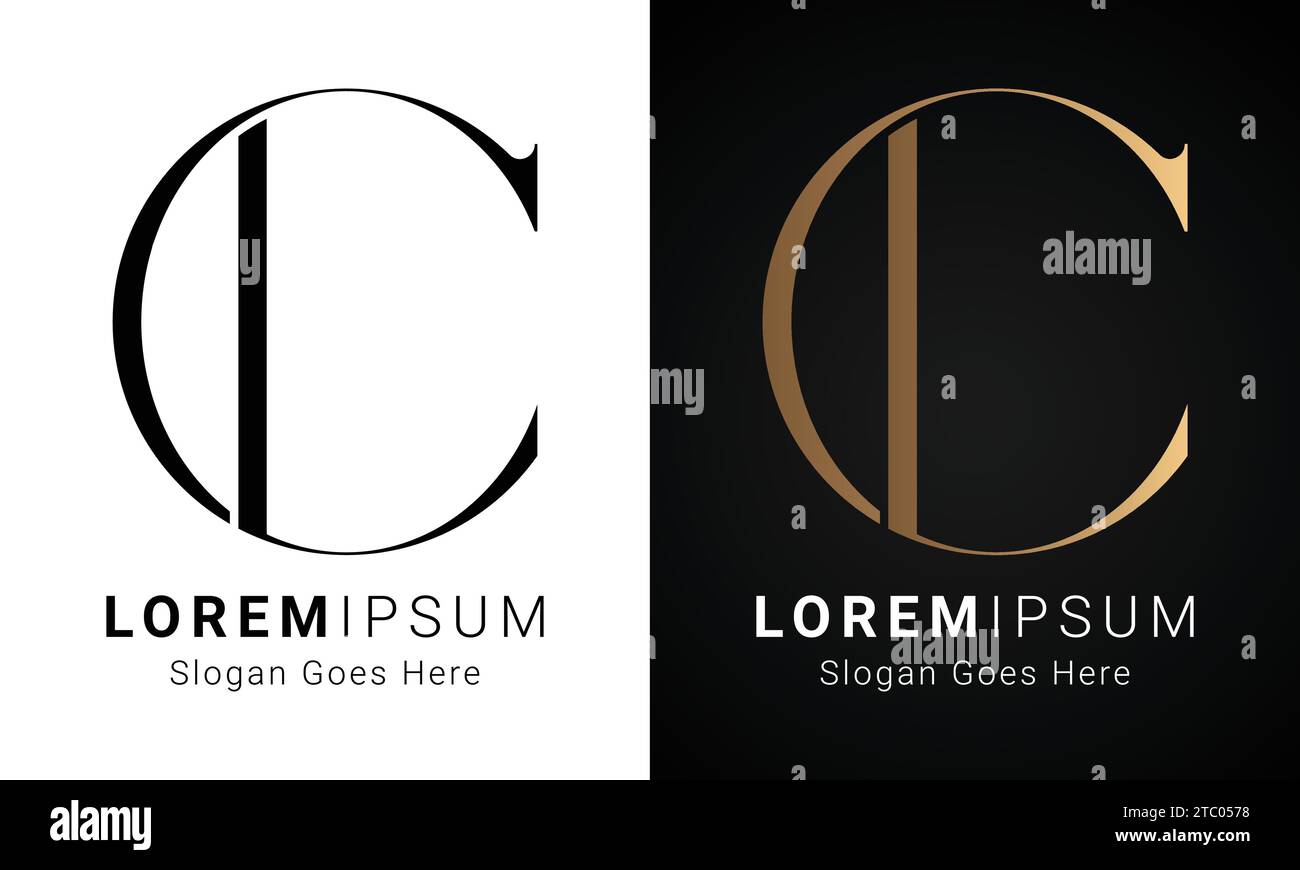 Luxury Initial CL or LC Monogram Text Letter Logo Design Stock Vector