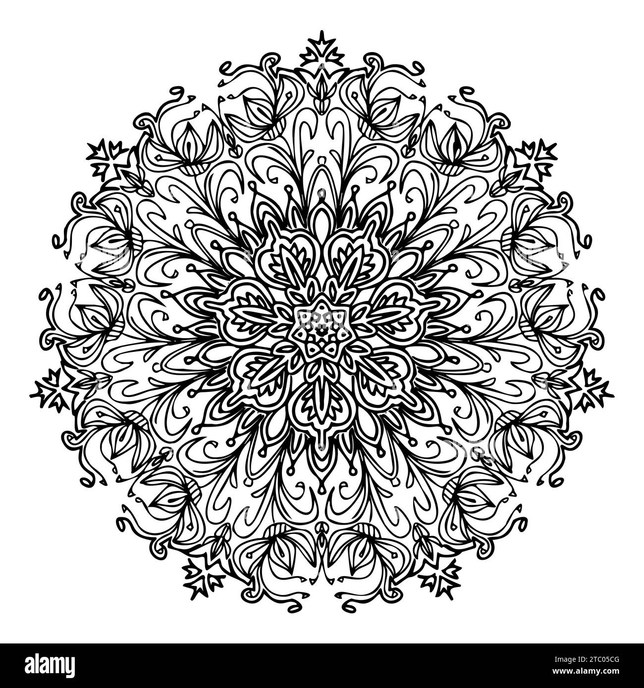 Mandala spirit ornamental round lace ornament for coloring page design. Vector abstract circle pattern, isolate on white background. Stock Vector