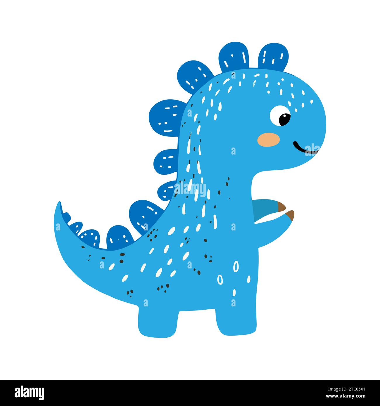 Cute dinosaur illustration for kids in flat style. Dinosaur clipart