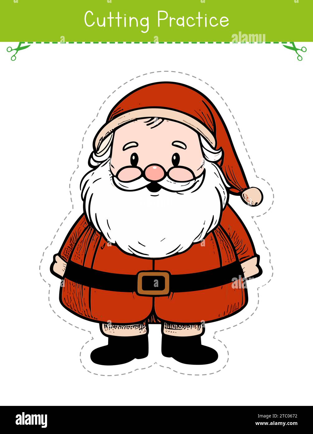 Christmas activity for kids. Cutting practice worksheet for preschool
