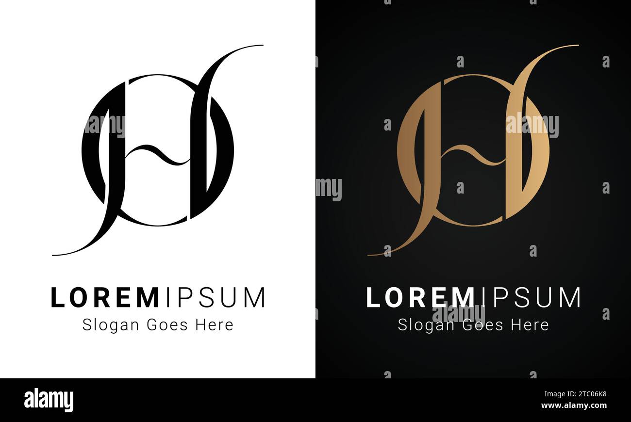 Luxury Initial HO or OH Monogram Text Letter Logo Design Stock Vector