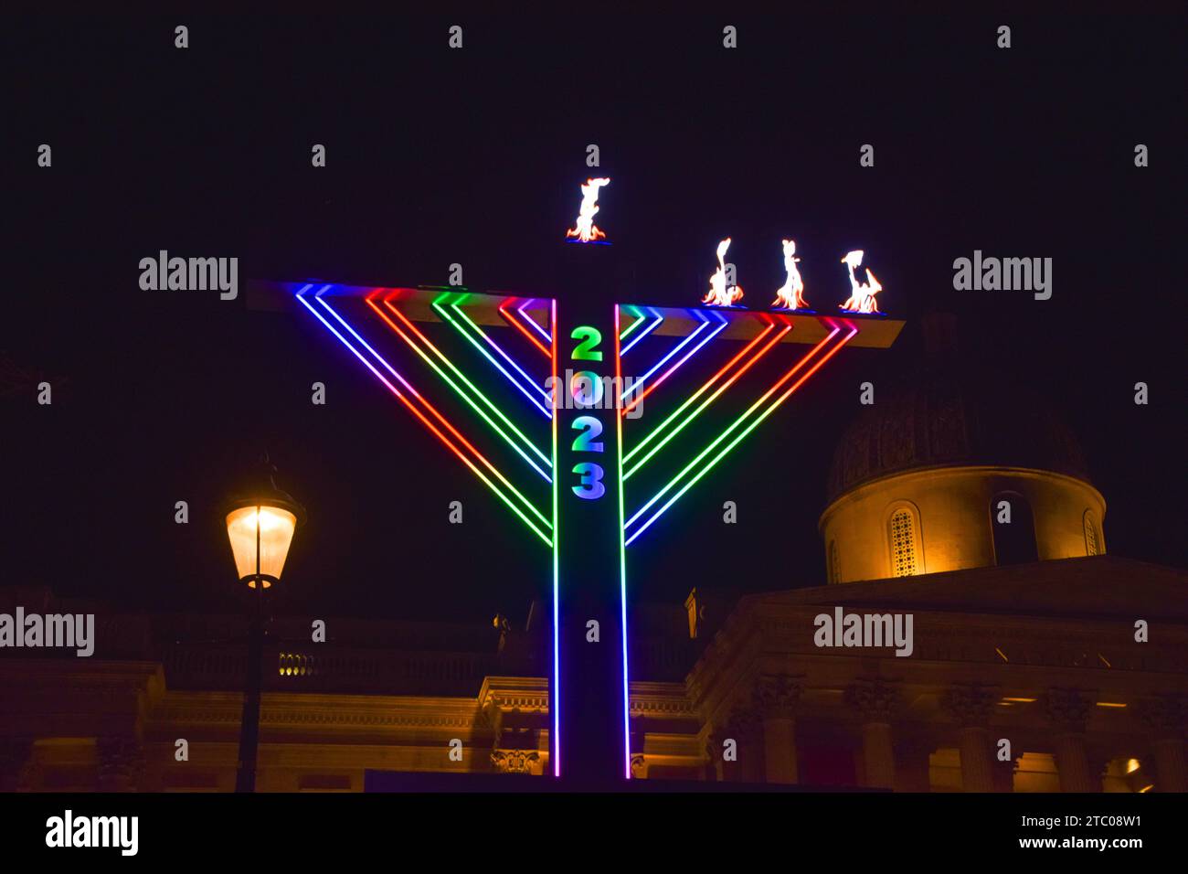 London, UK. 9th December 2023 The giant menorah, in celebration of the