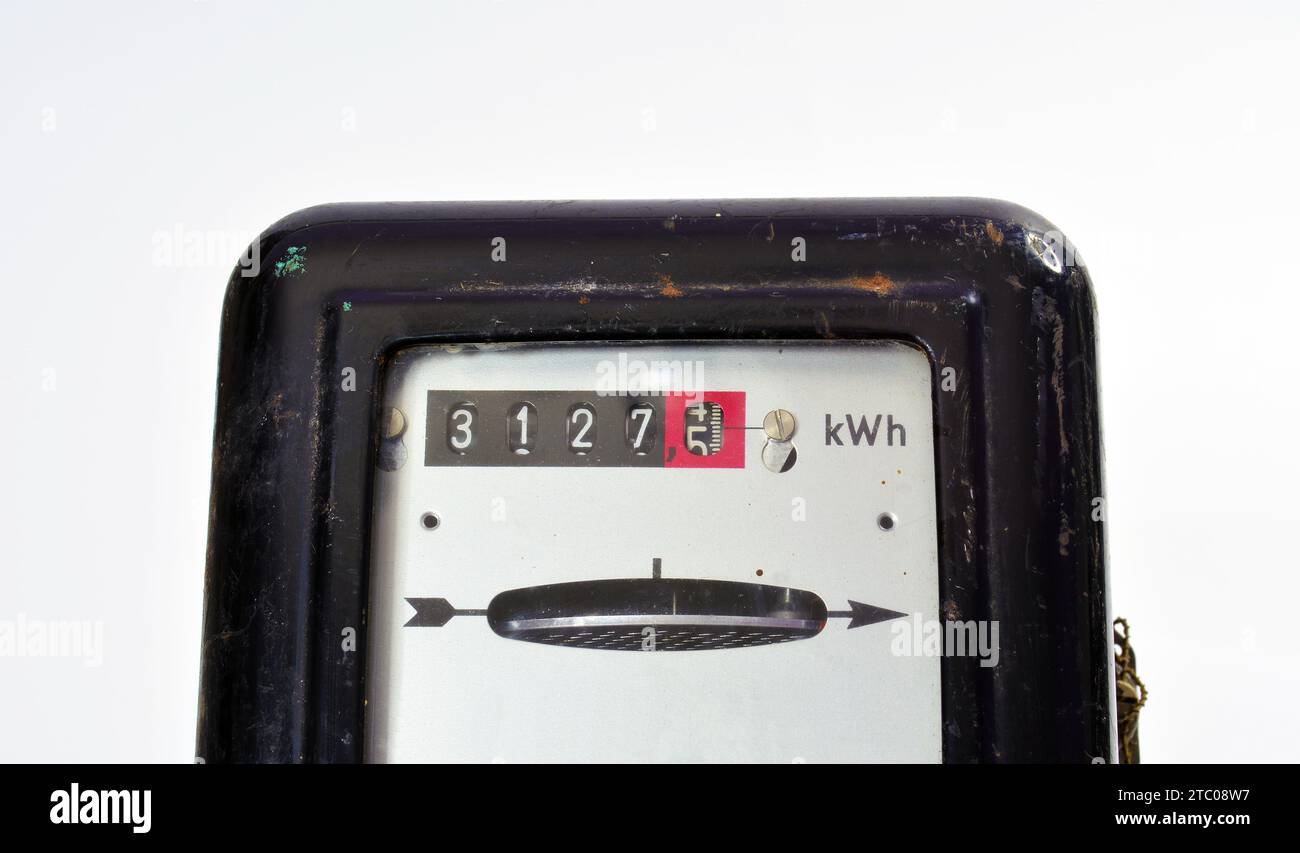 Vintage electricity meter, electric meter, electrical meter, energy or kilowatt-hour meter Stock Photo